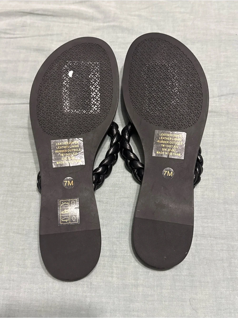 Tory Burch Black Braided Benton Leather Thong Sandals